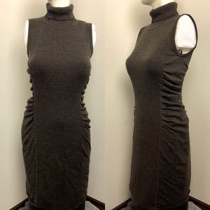 CK • Brown Ribbed Sleeveless Wool Blend Dress M
